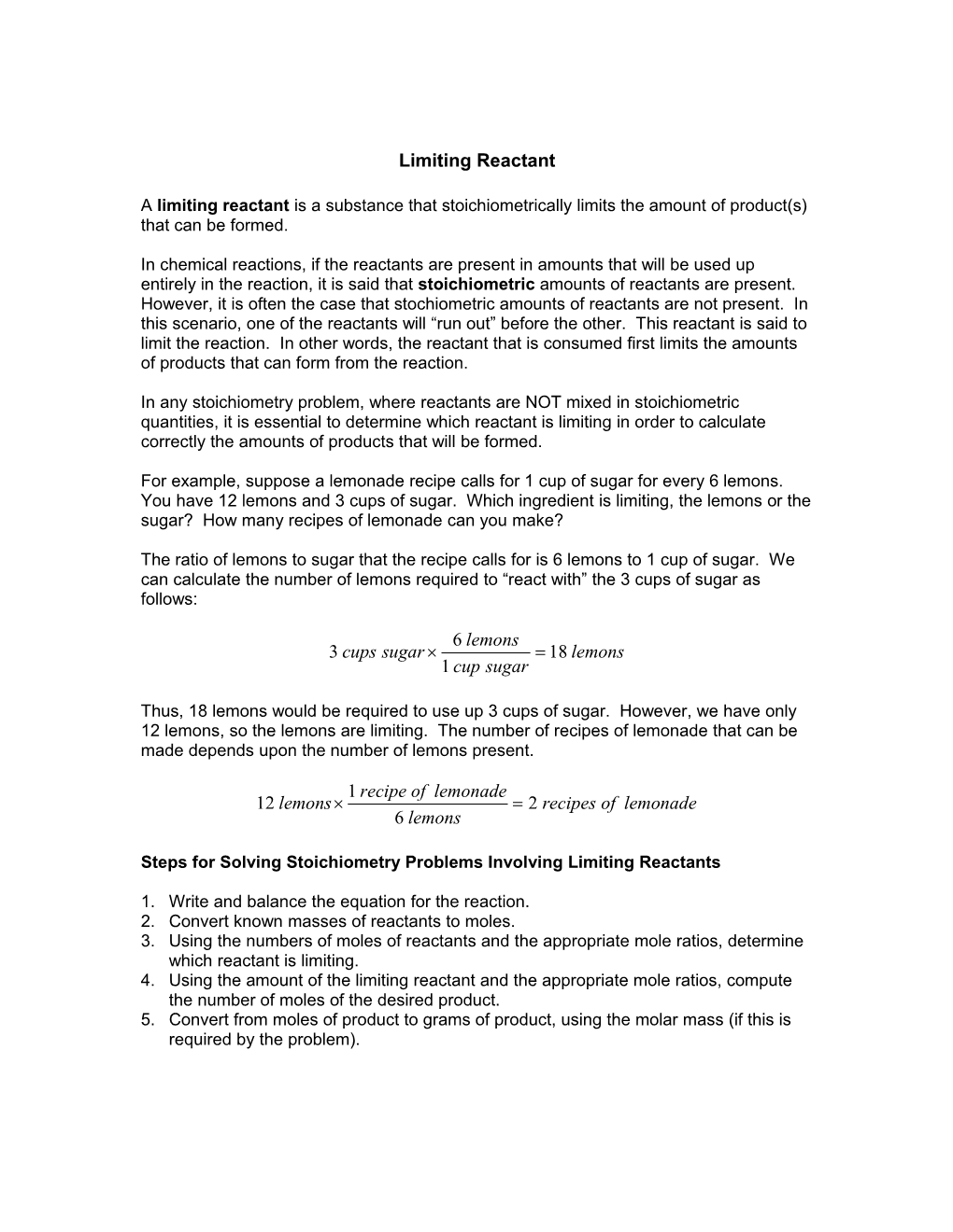 Limiting Reactant