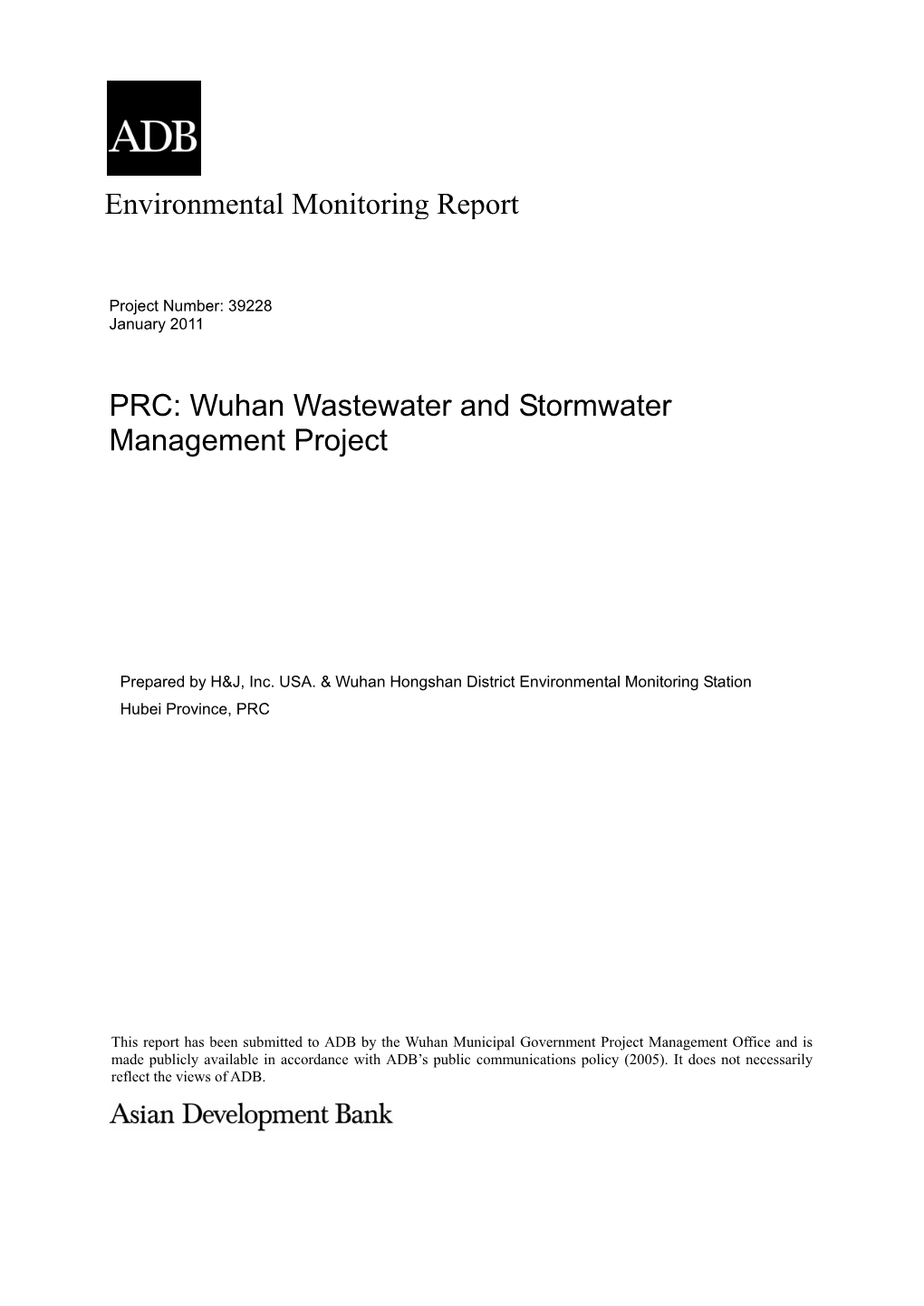 EMR: PRC: Wuhan Wastewater and Stormwater Management Project