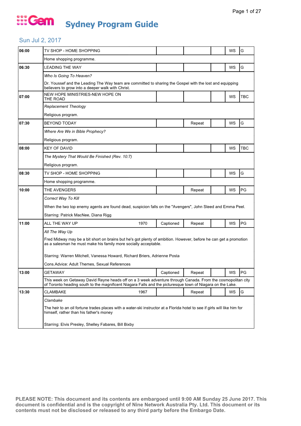 Sydney Program Guide