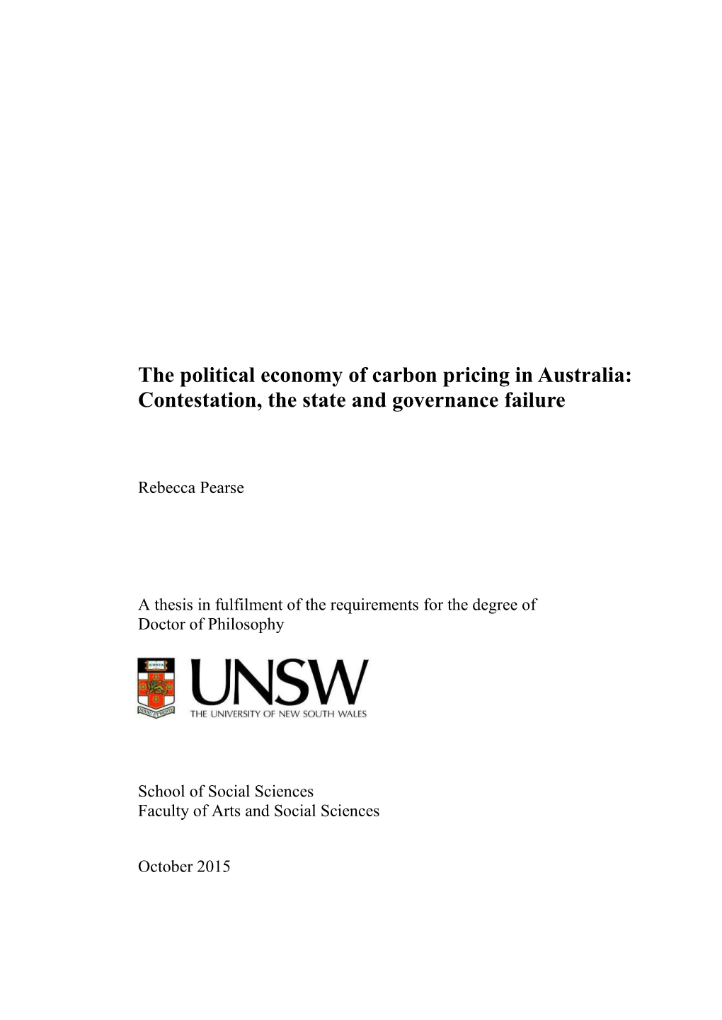 The Political Economy of Carbon Pricing in Australia: Contestation, the State and Governance Failure