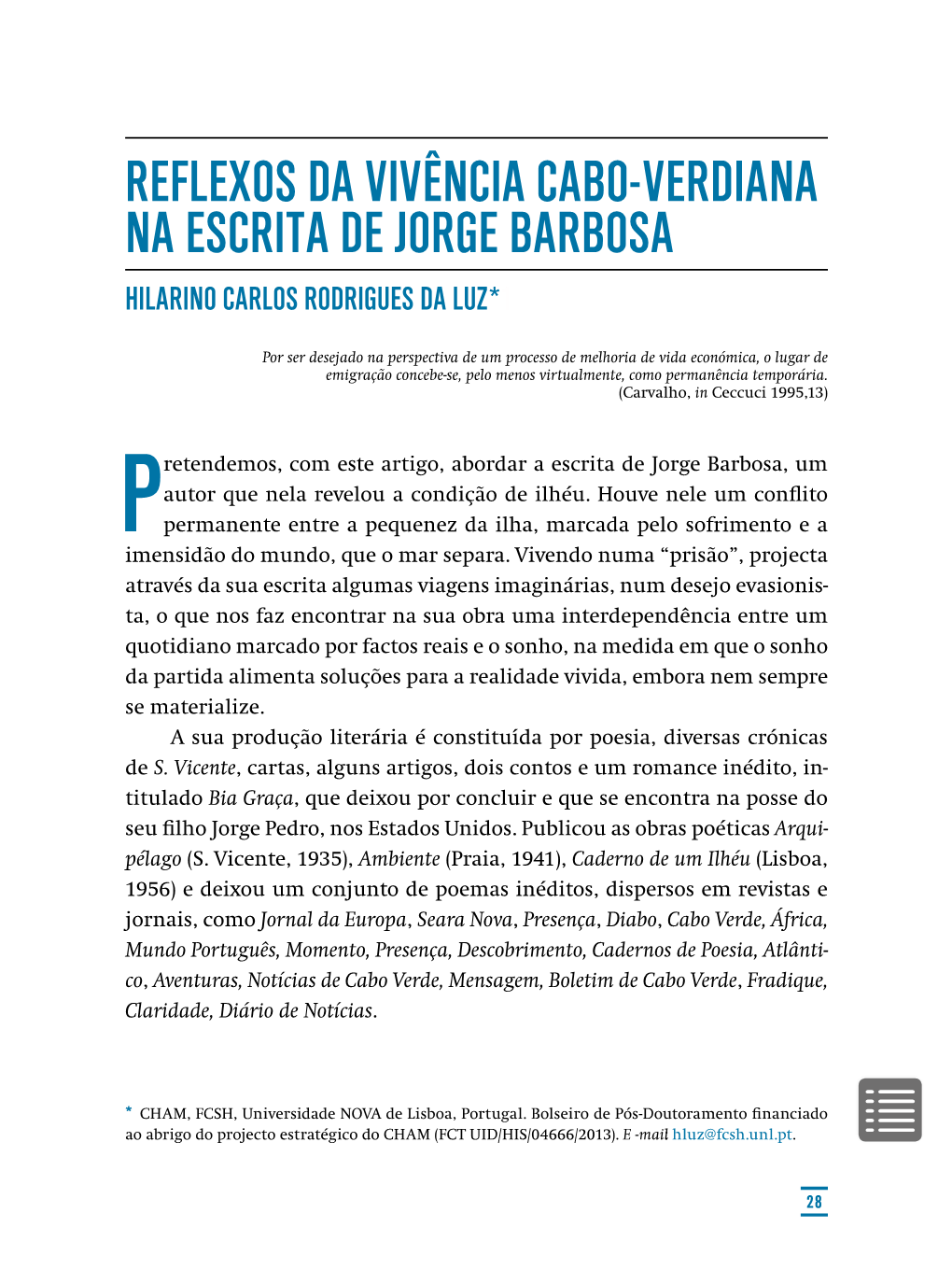 Reflexos Da Vivência Cabo ‑Verdiana Na Escrita De