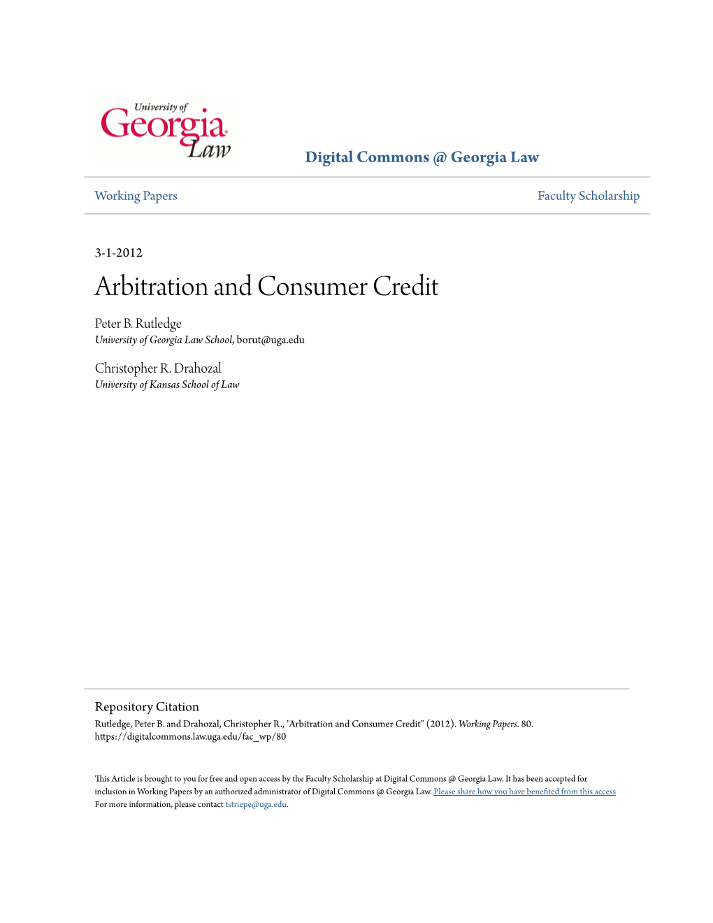 Arbitration and Consumer Credit Peter B