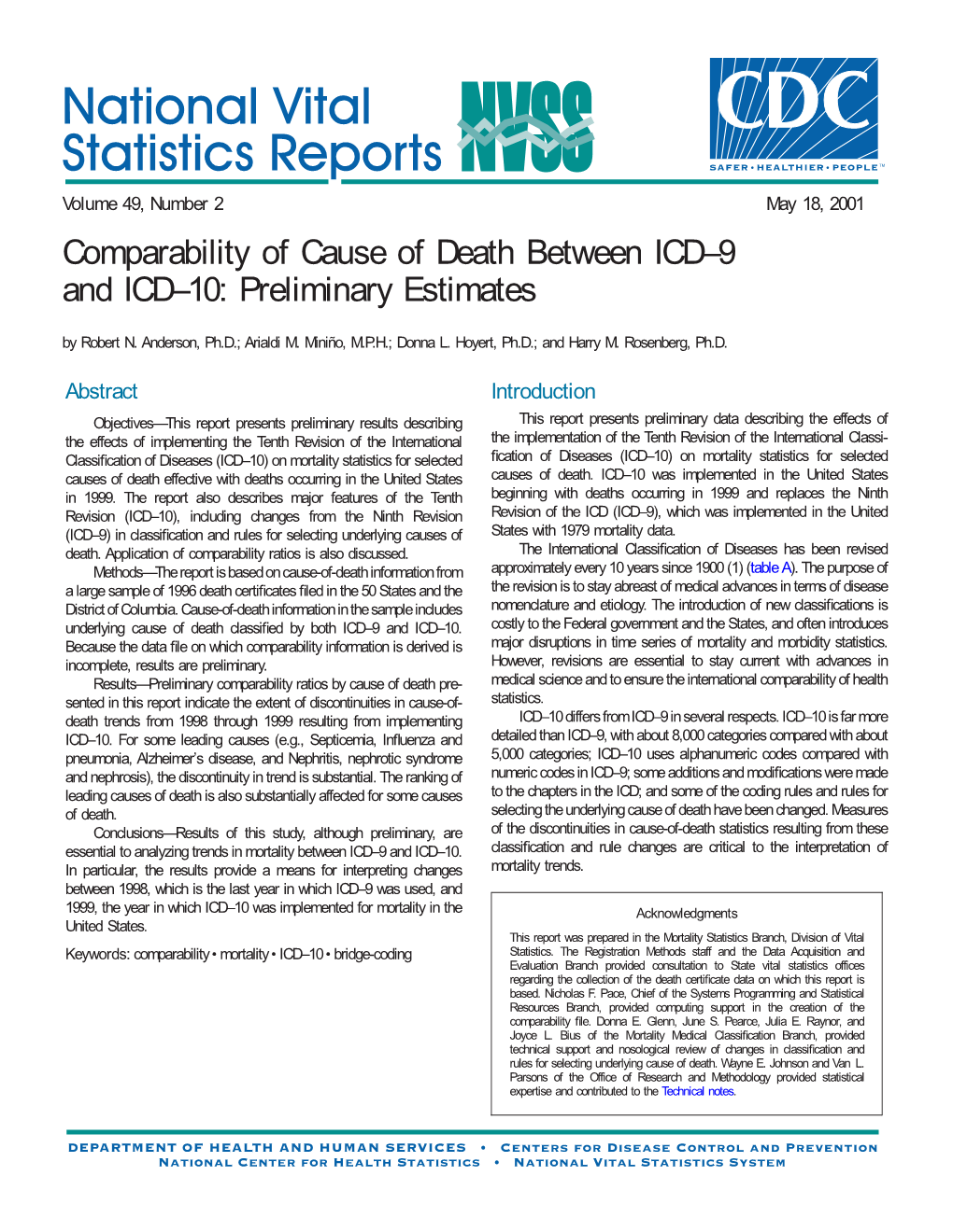 Comparability of Cause of Death Between ICD-9