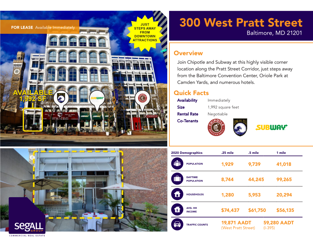 300 West Pratt Street from DOWNTOWN Baltimore, MD 21201 ATTRACTIONS