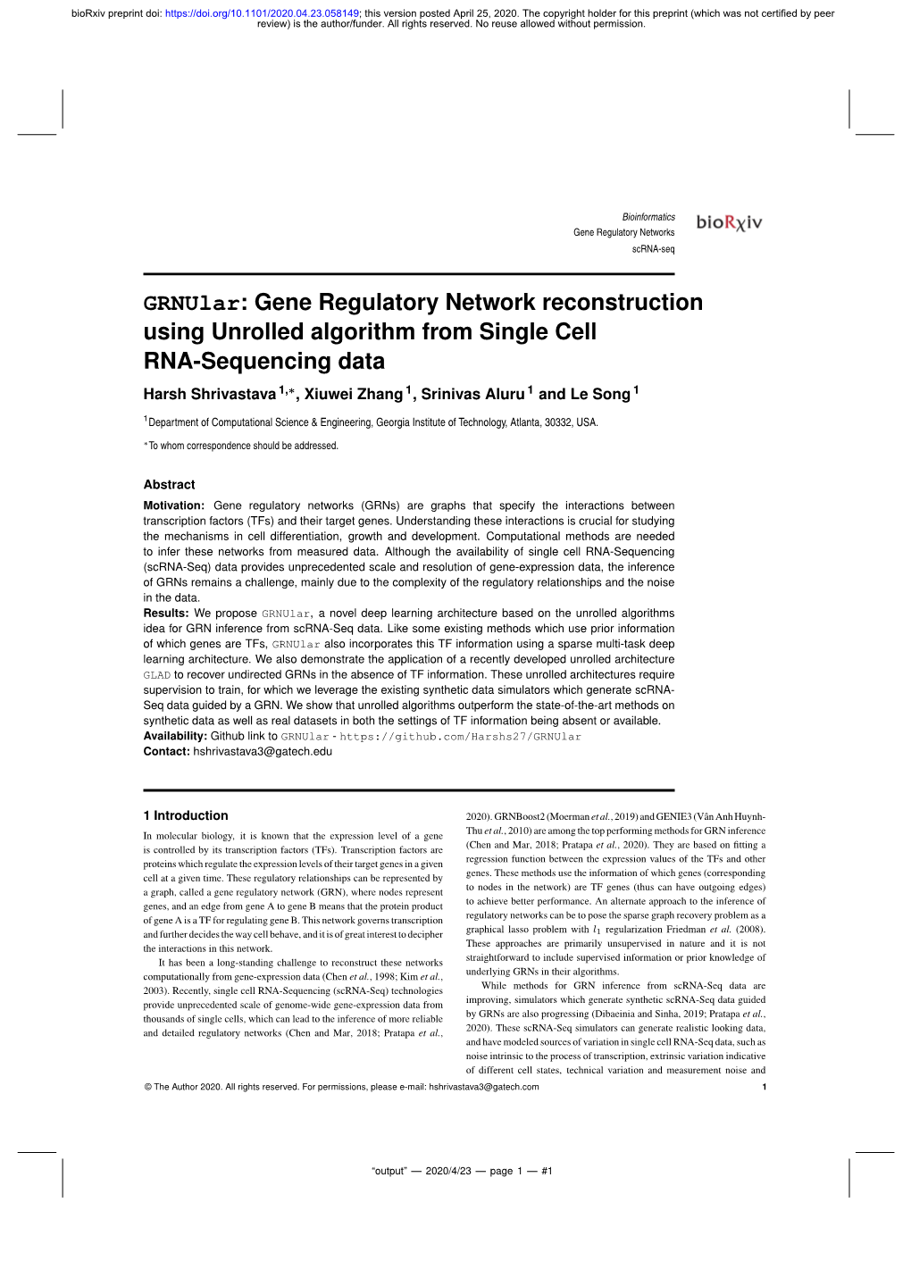 Grnular: Gene Regulatory Network Reconstruction Using Unrolled