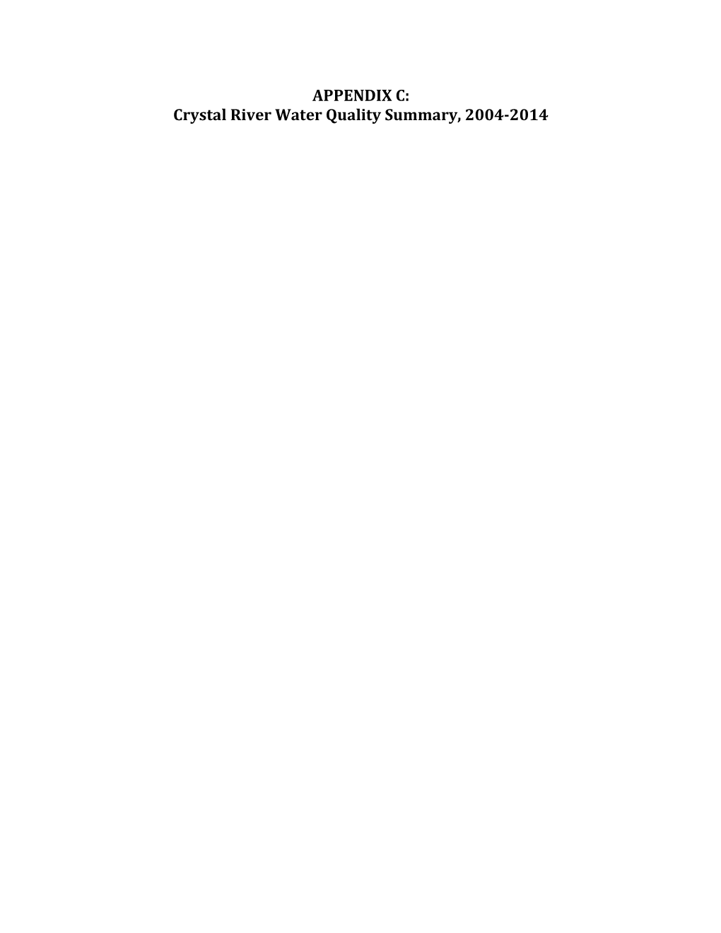 Crystal River Water Quality Summary, 2004-2014