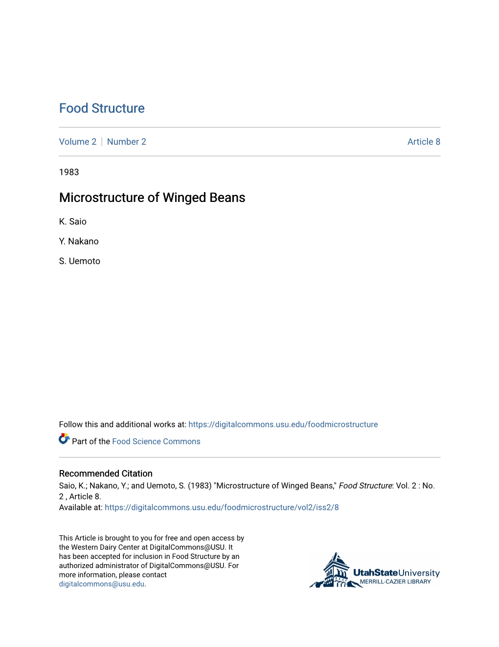 Microstructure of Winged Beans