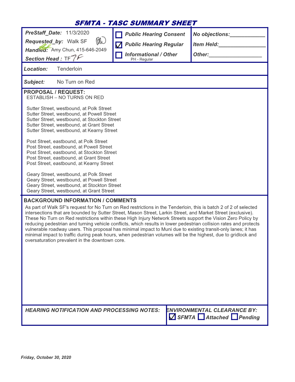 Tasc Summary Sheet