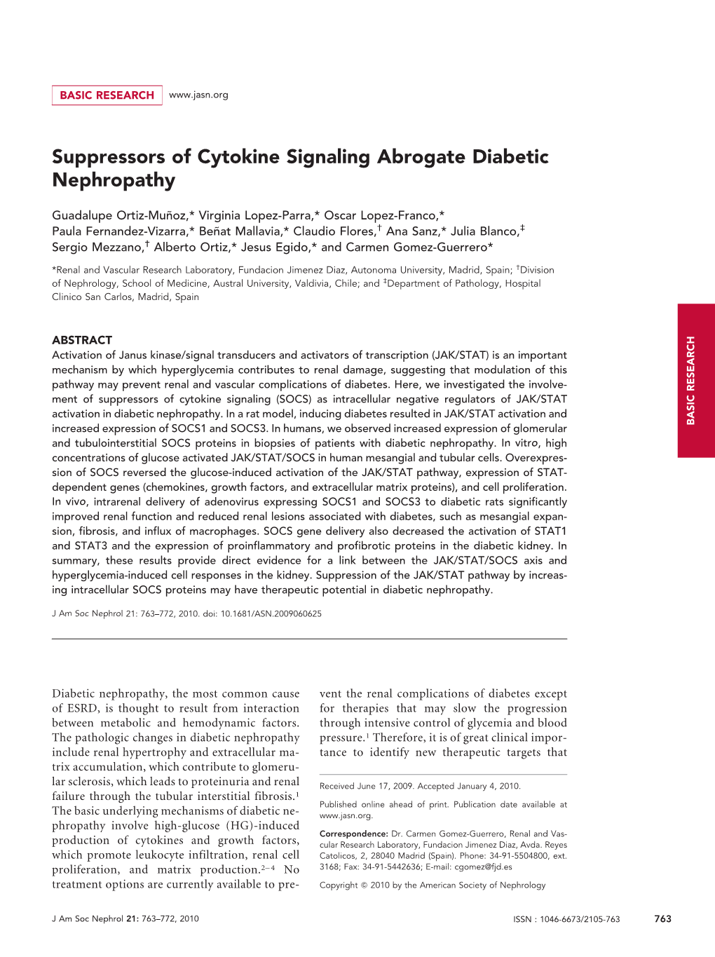 Suppressors of Cytokine Signaling Abrogate Diabetic Nephropathy