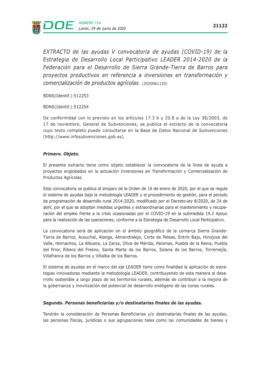 EXTRACTO De Las Ayudas V Convocatoria De Ayudas