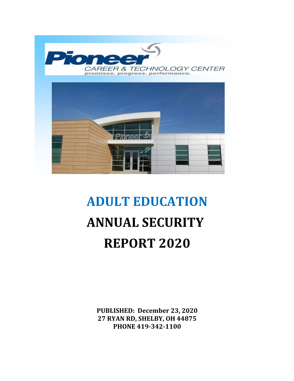 Adult Education Annual Security Report 2020