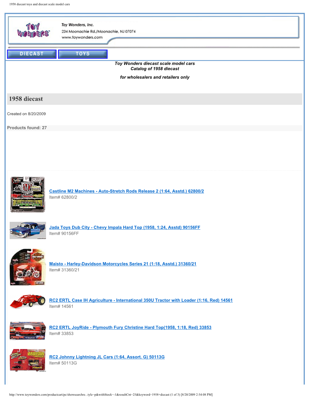 1958 Diecast Toys and Diecast Scale Model Cars