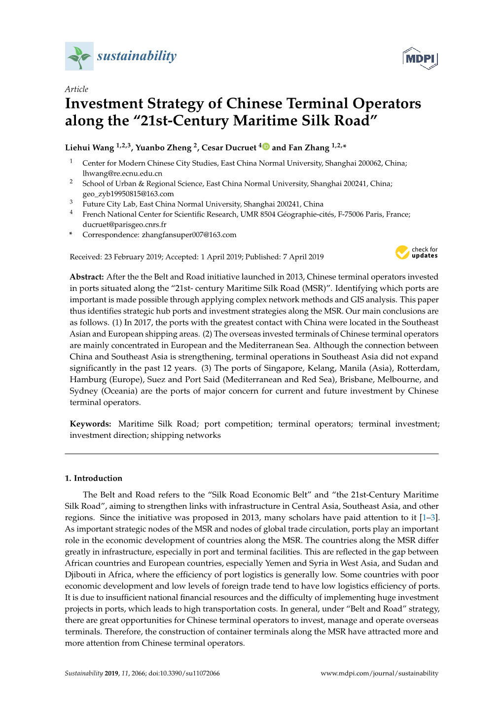 Investment Strategy of Chinese Terminal Operators Along the “21St-Century Maritime Silk Road”