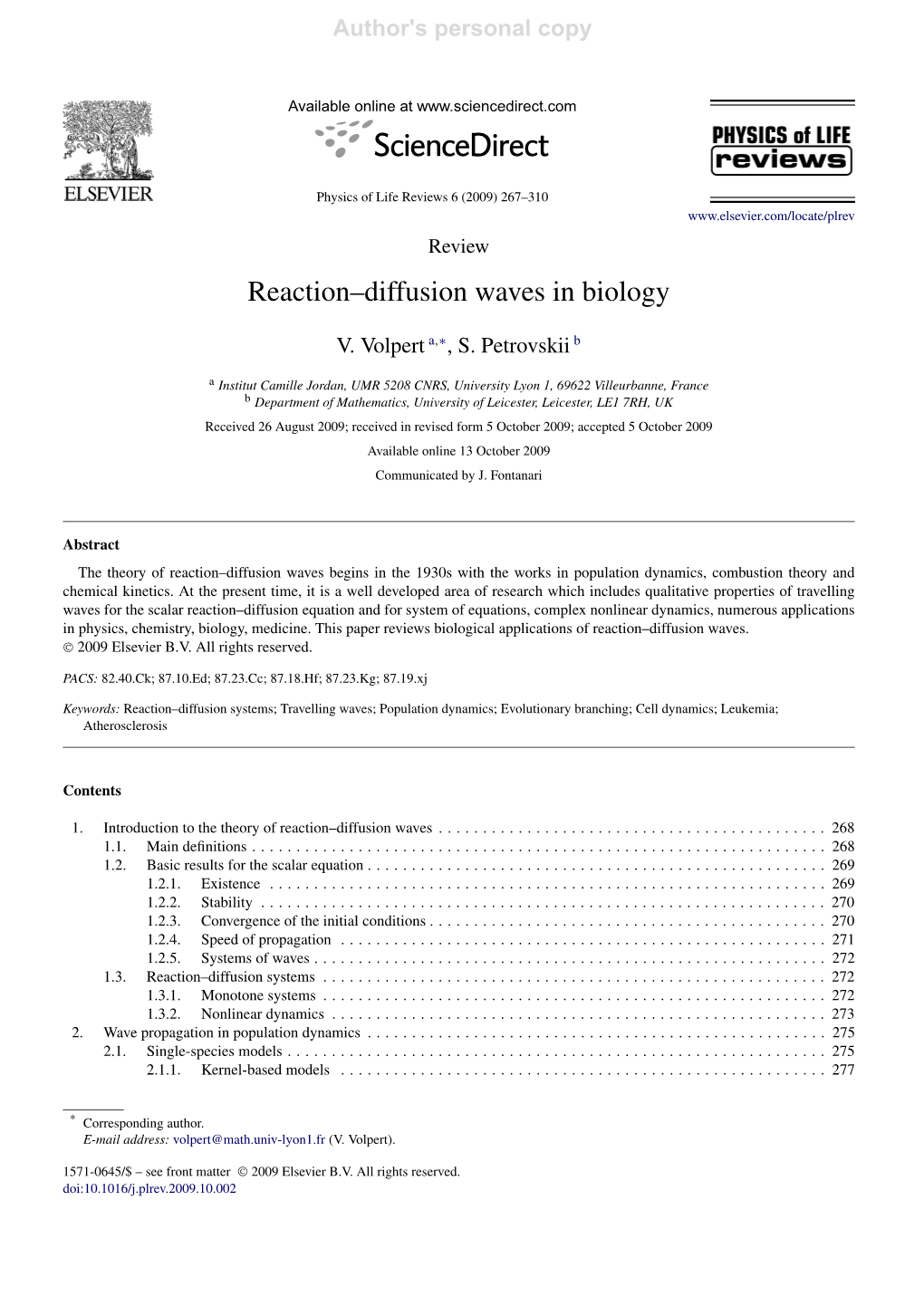 Reaction–Diffusion Waves in Biology