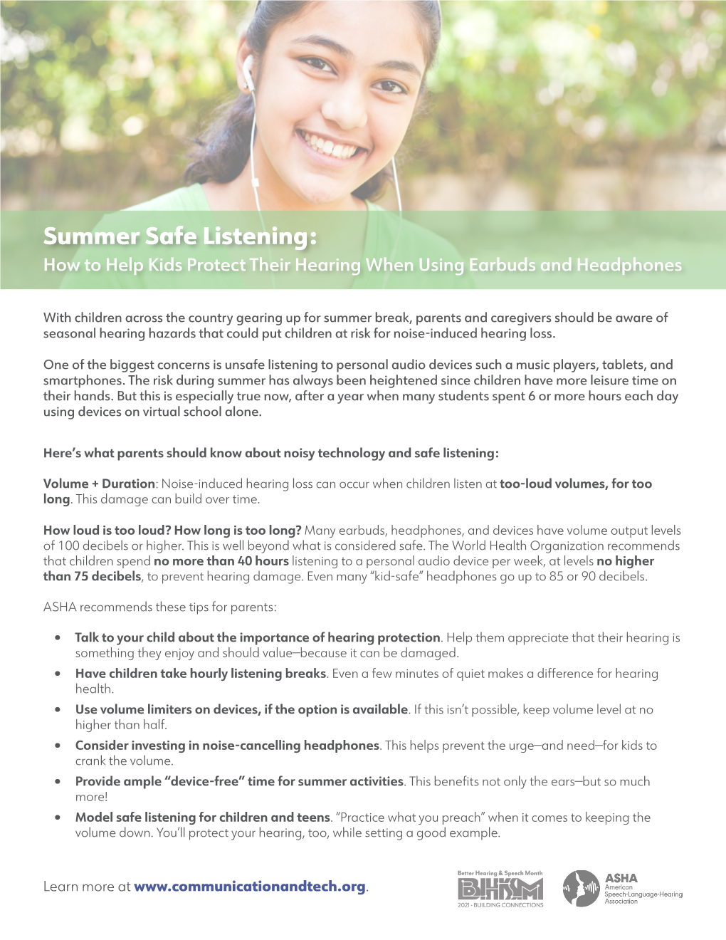 Summer Safe Listening: How to Help Kids Protect Their Hearing When Using Earbuds and Headphones