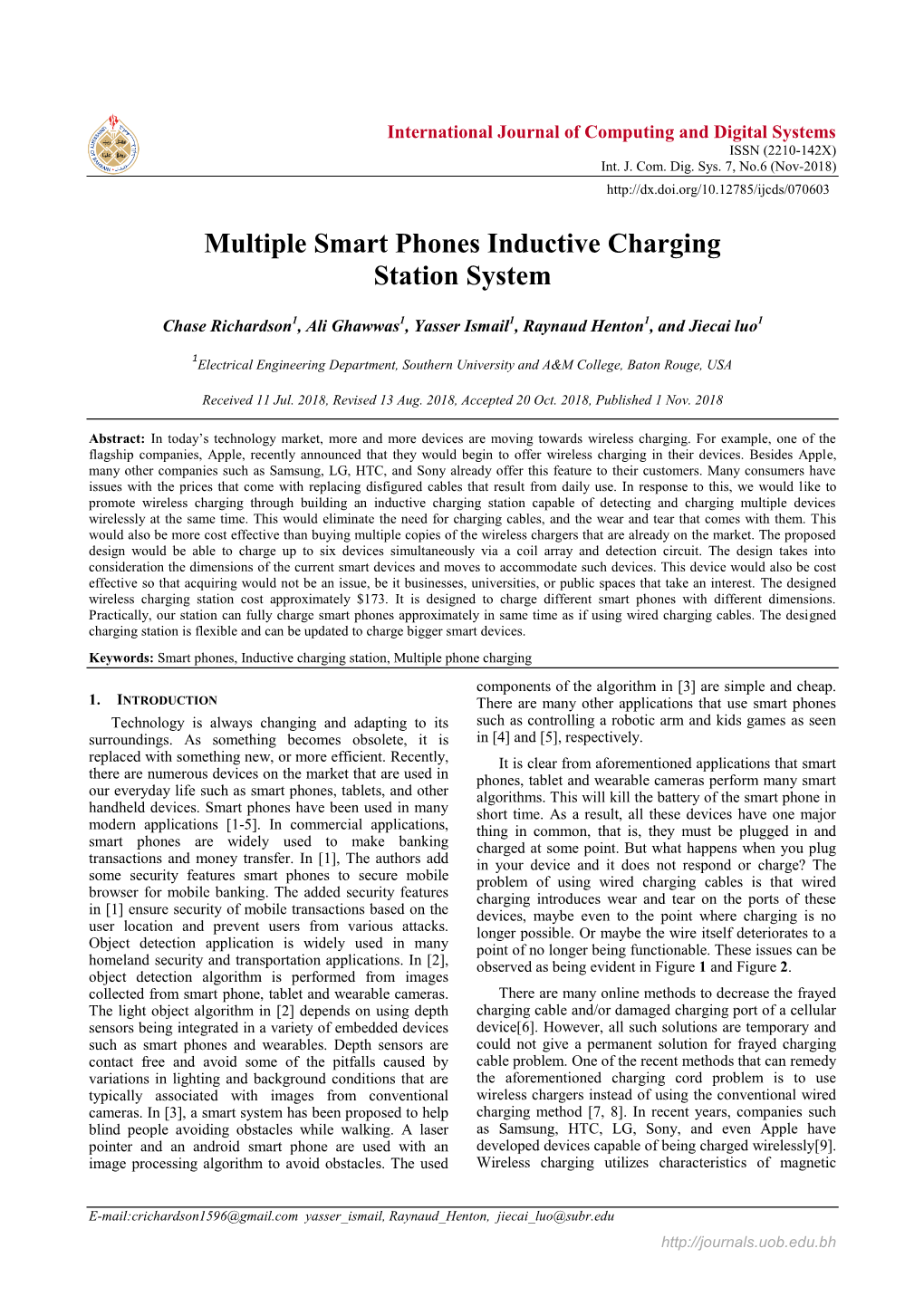 Multiple Smart Phones Inductive Charging Station System