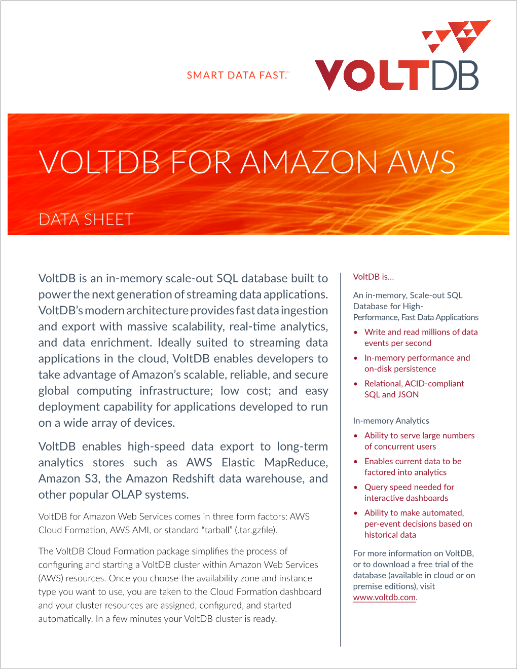 Voltdb for Amazon Aws