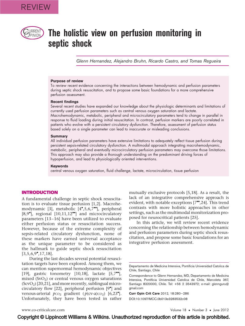 The Holistic View on Perfusion Monitoring in Septic Shock