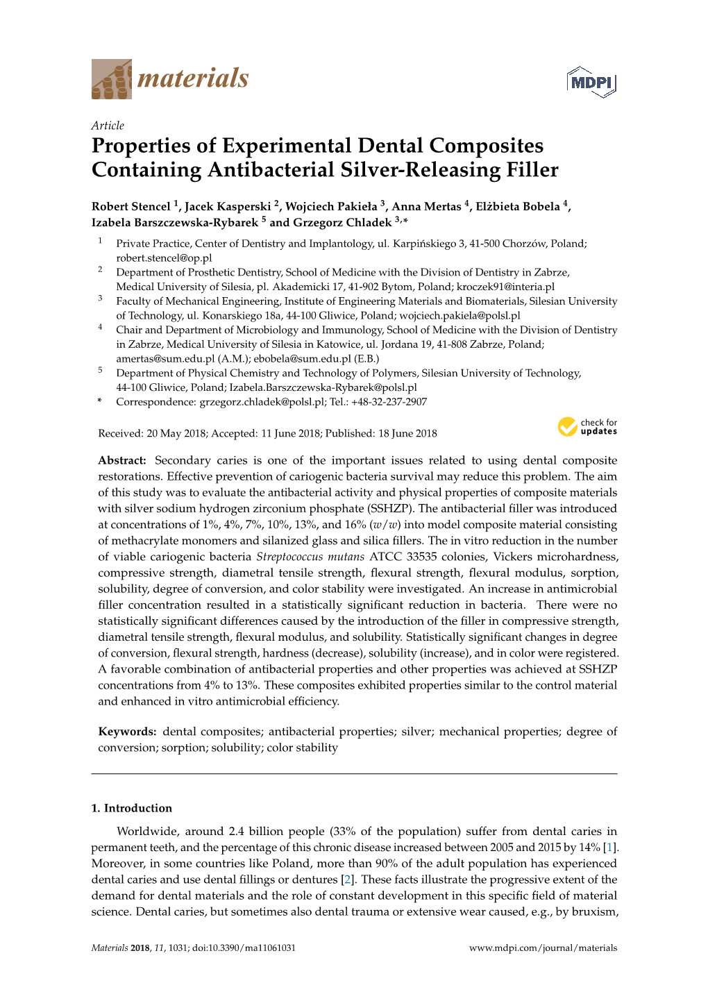 Properties of Experimental Dental Composites Containing Antibacterial Silver-Releasing Filler