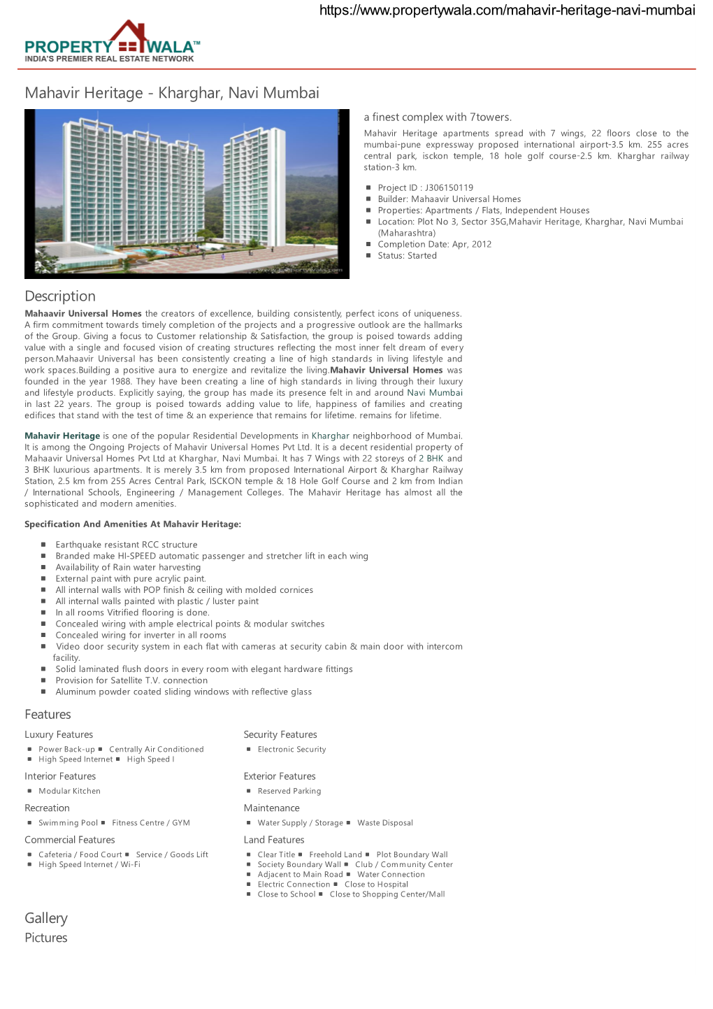 Mahavir Heritage - Kharghar, Navi Mumbai a Finest Complex with 7Towers