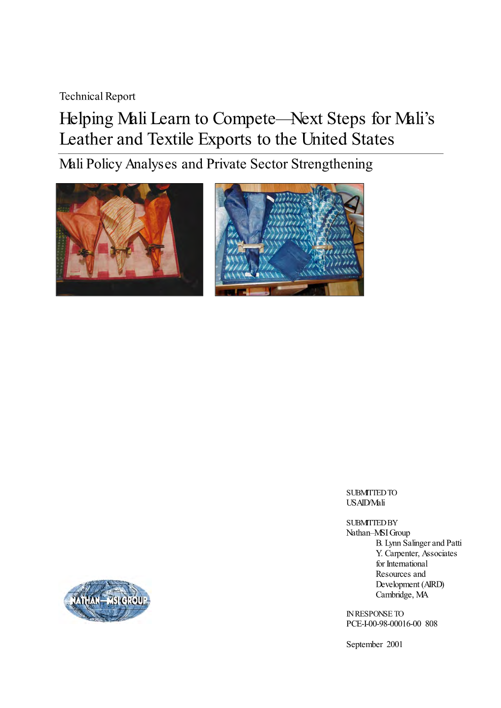 Helping Mali Learn to Compete—Next Steps for Mali's Leather And