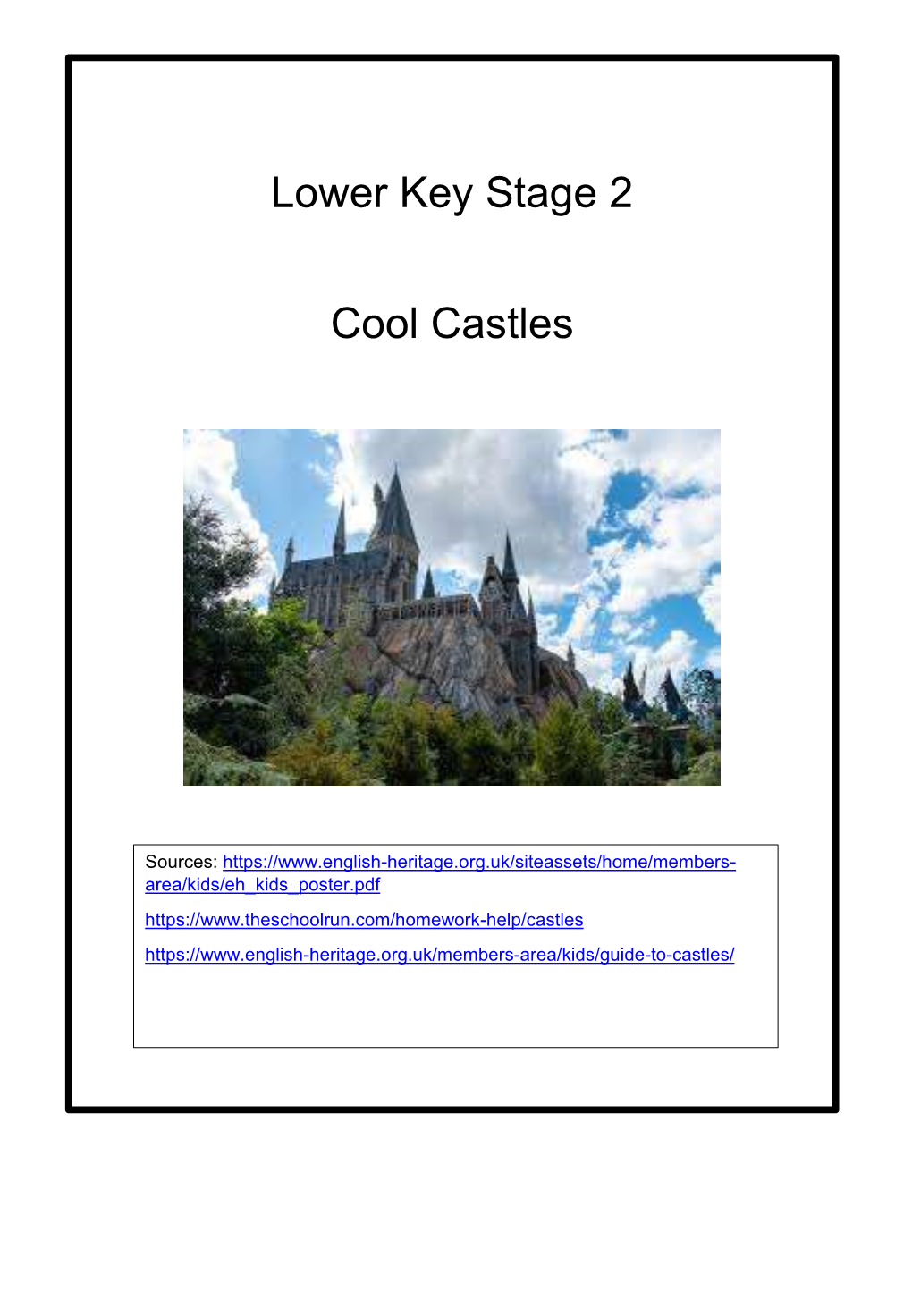 Lower Key Stage 2 Cool Castles