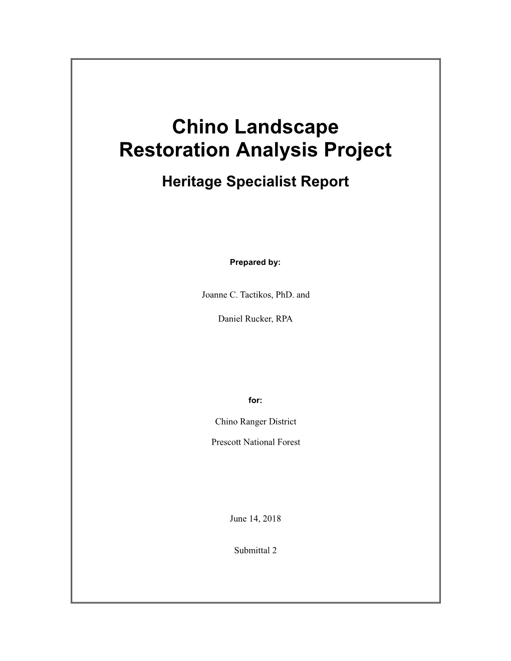 Chino Landscape Restoration Heritage Report