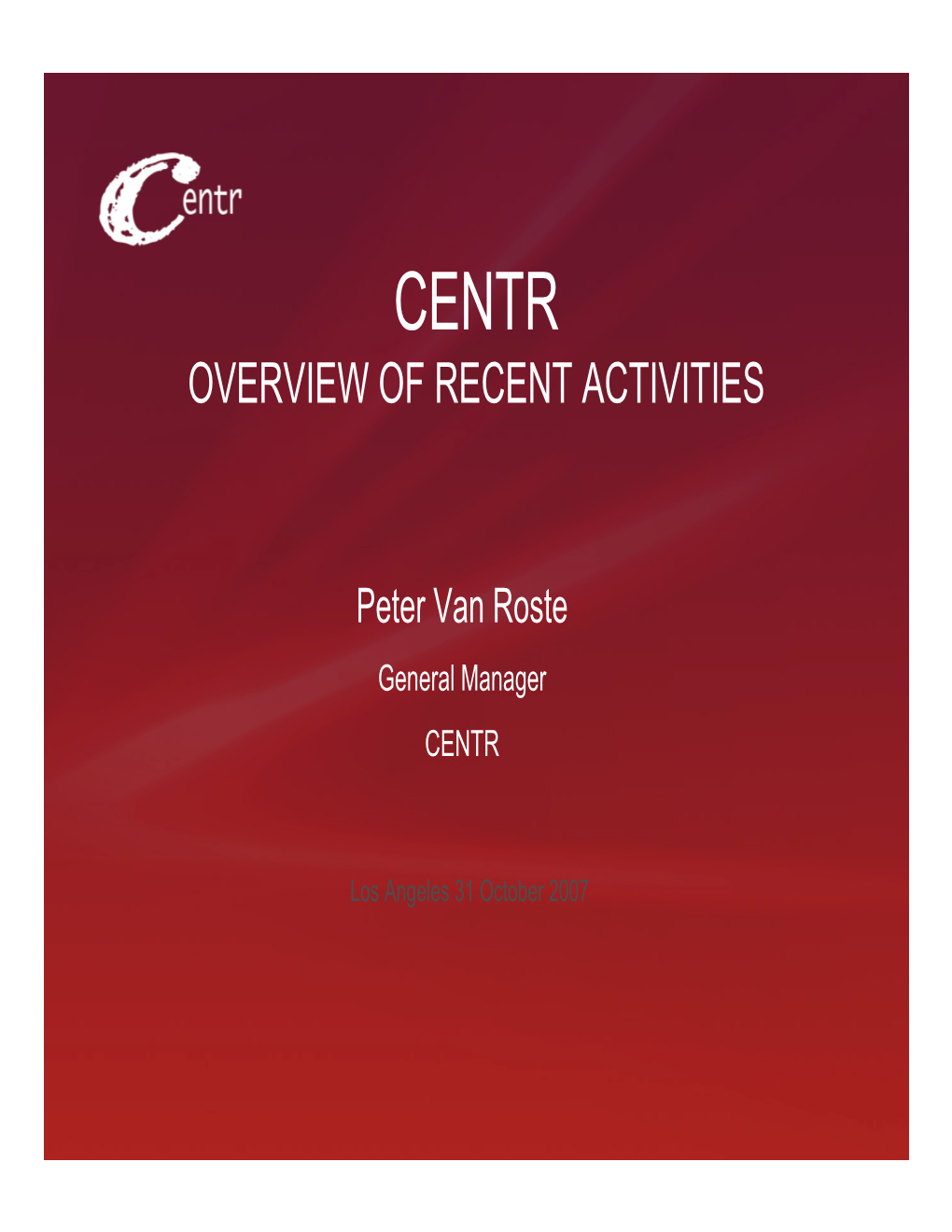 CENTR Update – Peter Van Roste