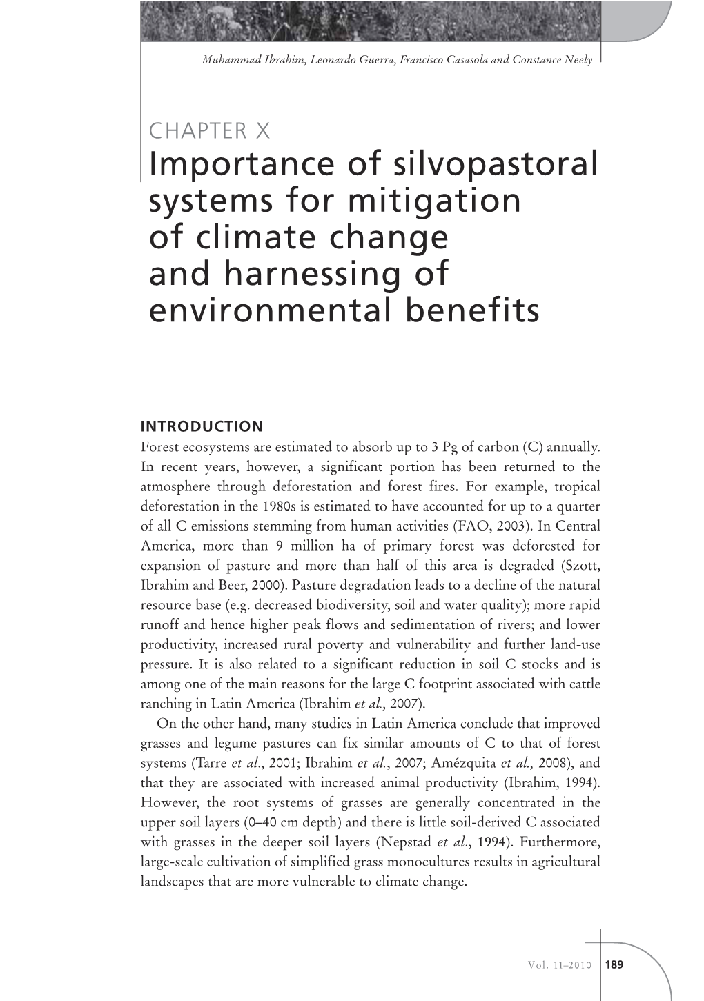 Importance of Silvopastoral Systems for Mitigation of Climate Change and Harnessing of Environmental Benefits