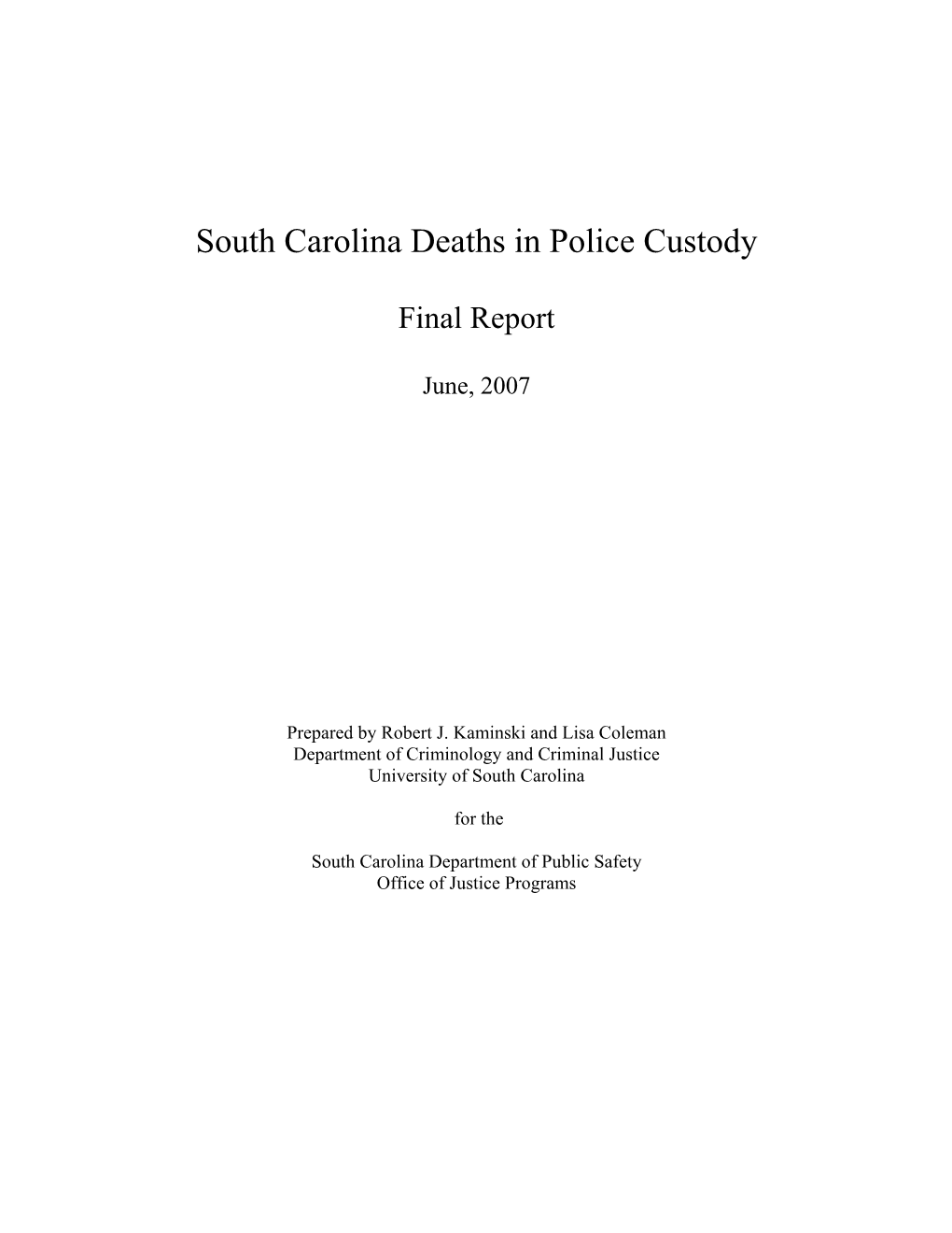 South Carolina Deaths in Police Custody