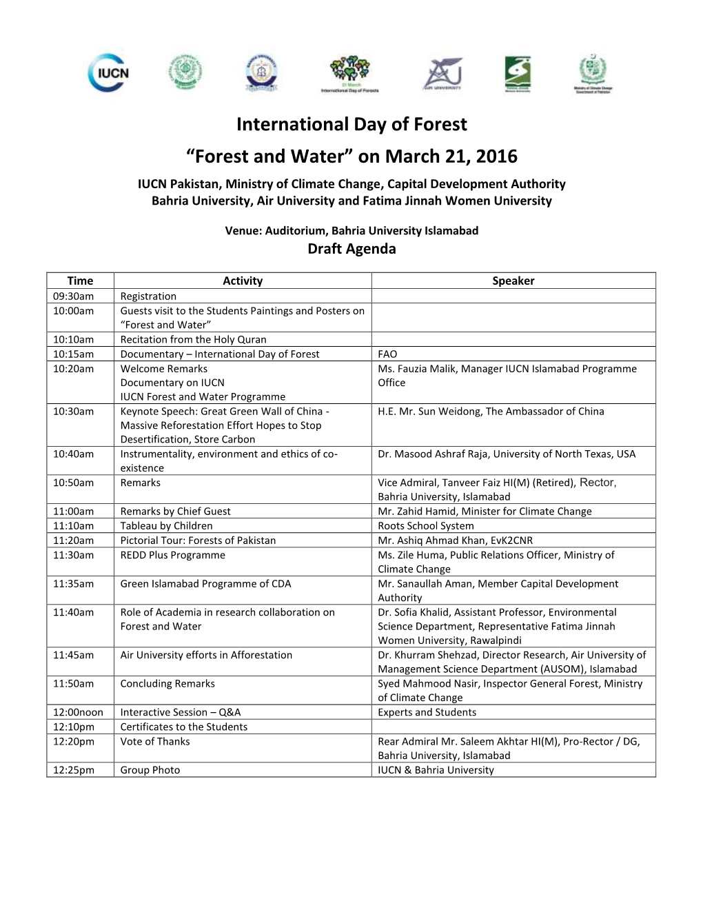 International Day of Forest “Forest and Water” on March 21, 2016