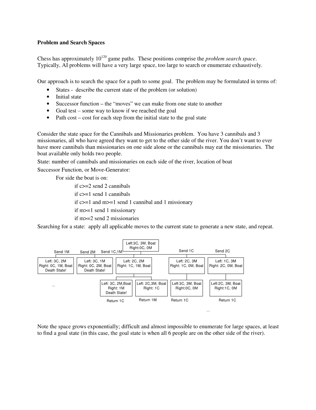 Problem and Search Spaces Chess Has Approximately 10120 Game