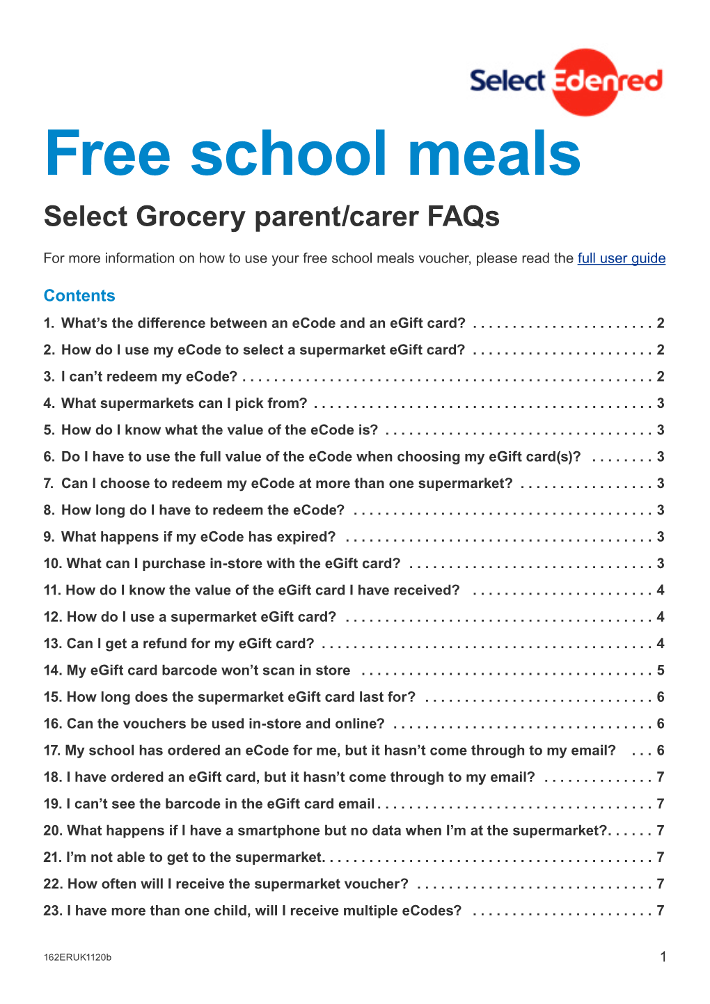 Free School Meals Select Grocery Parent/Carer Faqs