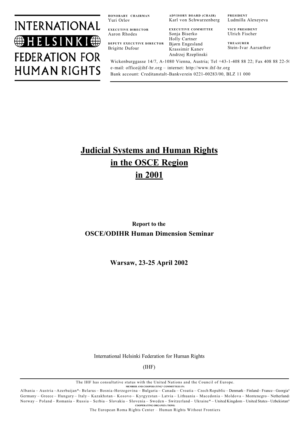 Judicial Systems and Human Rights in the OSCE Region in 2001
