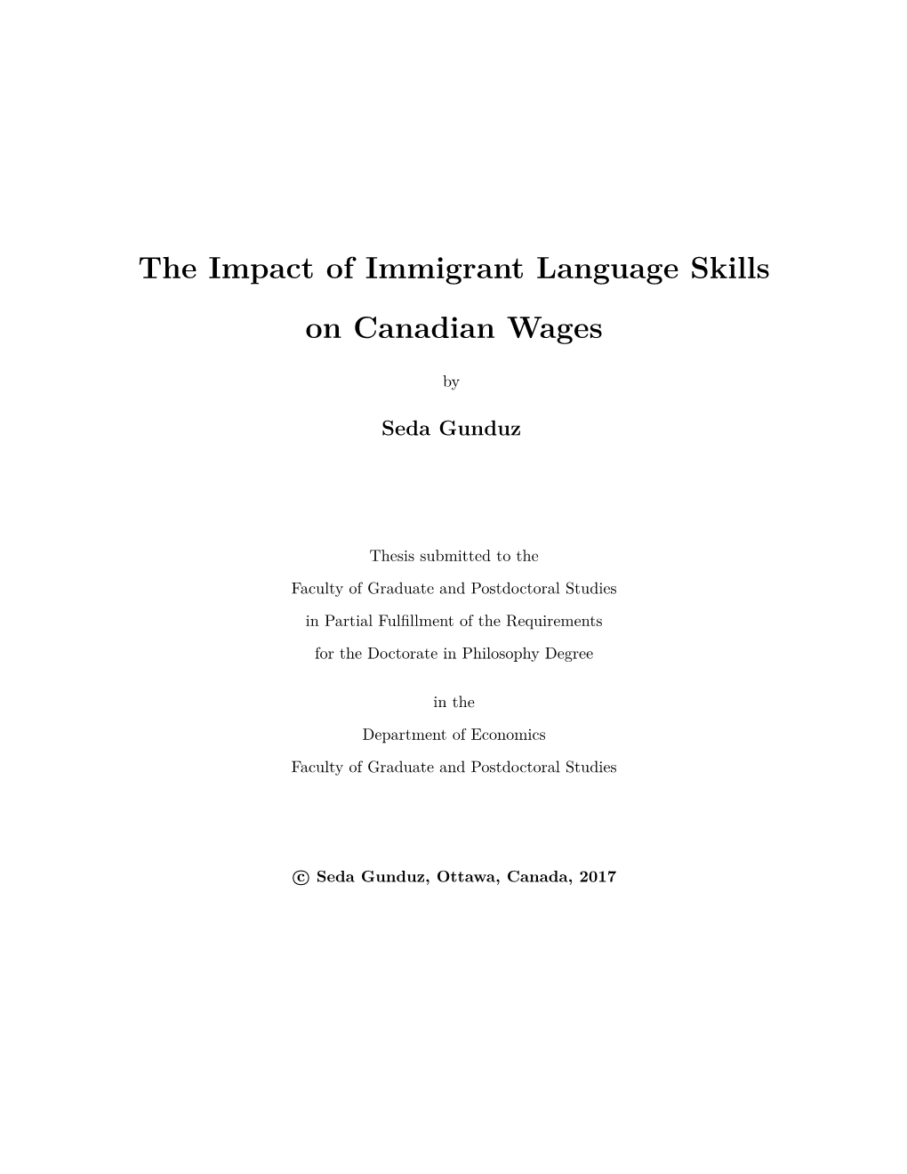 The Impact of Immigrant Language Skills on Canadian Wages