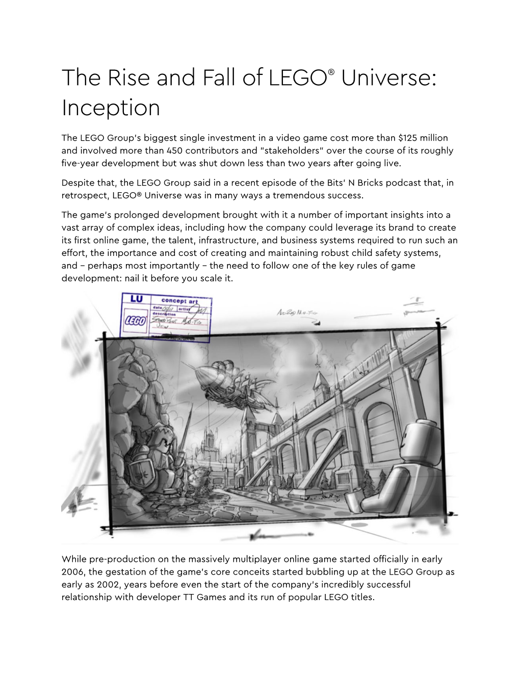 The Rise and Fall of LEGO® Universe: Inception