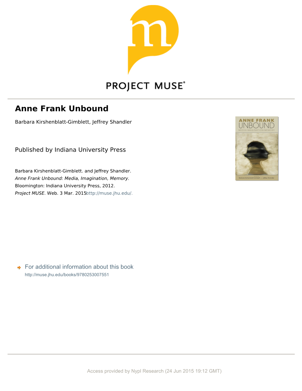 Anne Frank Unbound