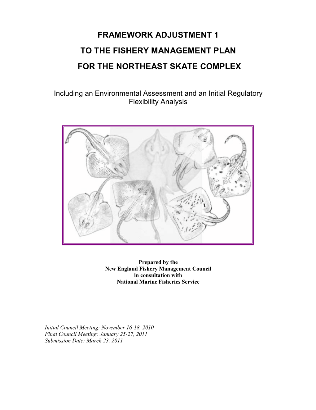 Framework Adjustment 1 to the Fishery Management Plan for the Northeast Skate Complex