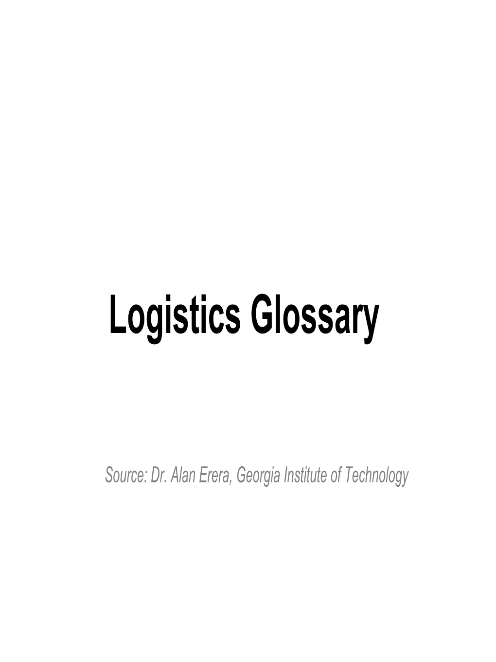 Logistics Glossary