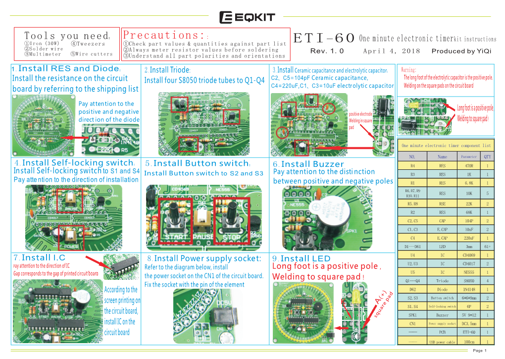 ETI-60 One Minute Electronic Timer Kit Instructions.Cdr