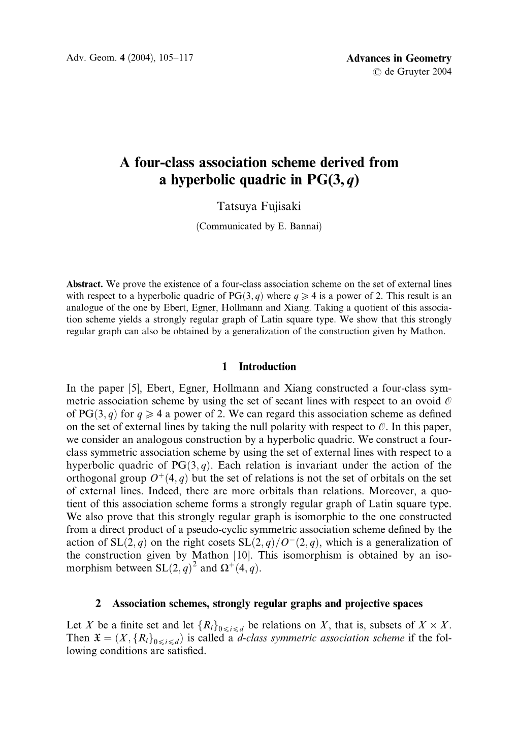 A Four-Class Association Scheme Derived from a Hyperbolic Quadric in PG(3, Q)