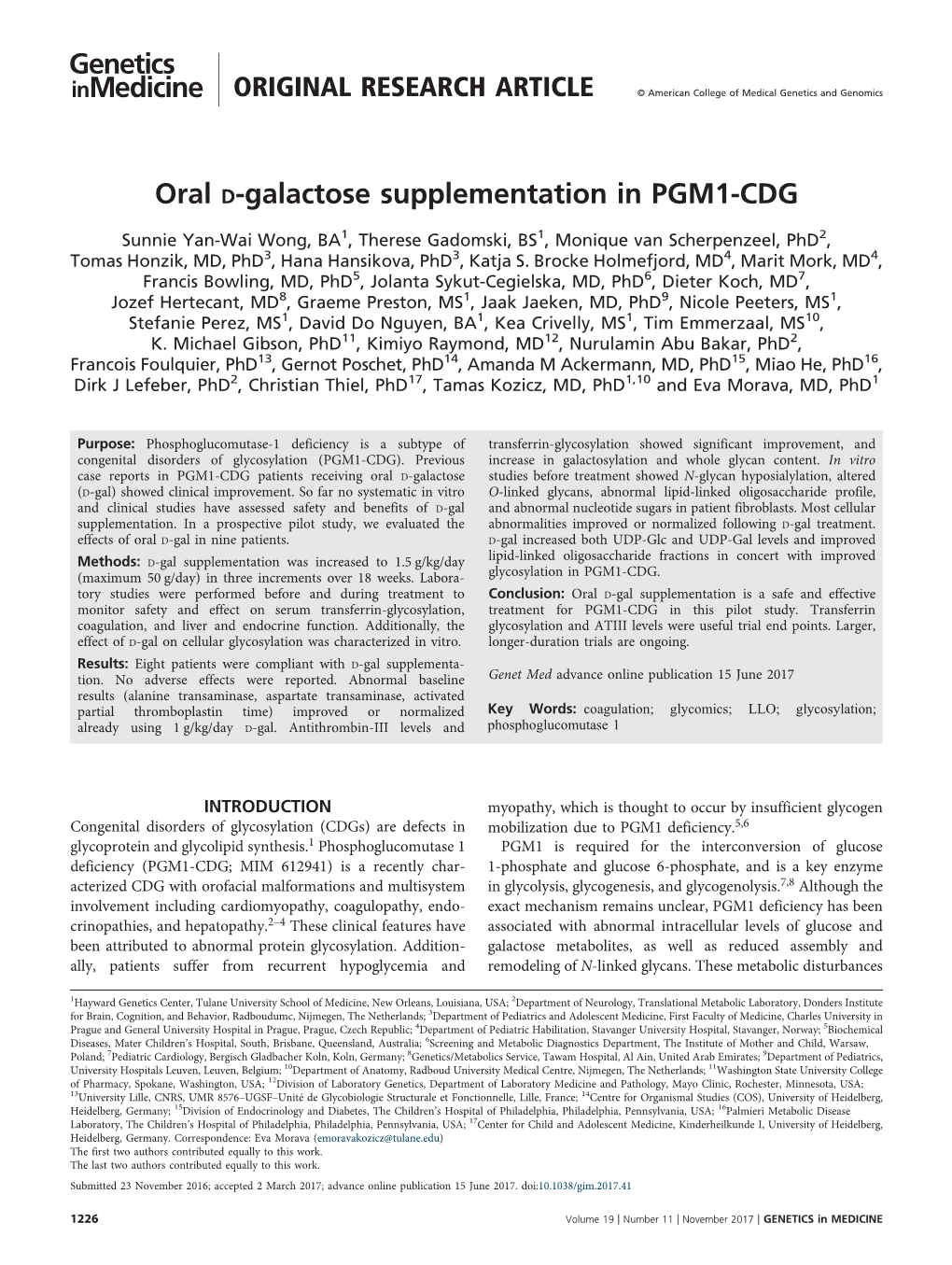 Oral D-Galactose Supplementation in PGM1-CDG