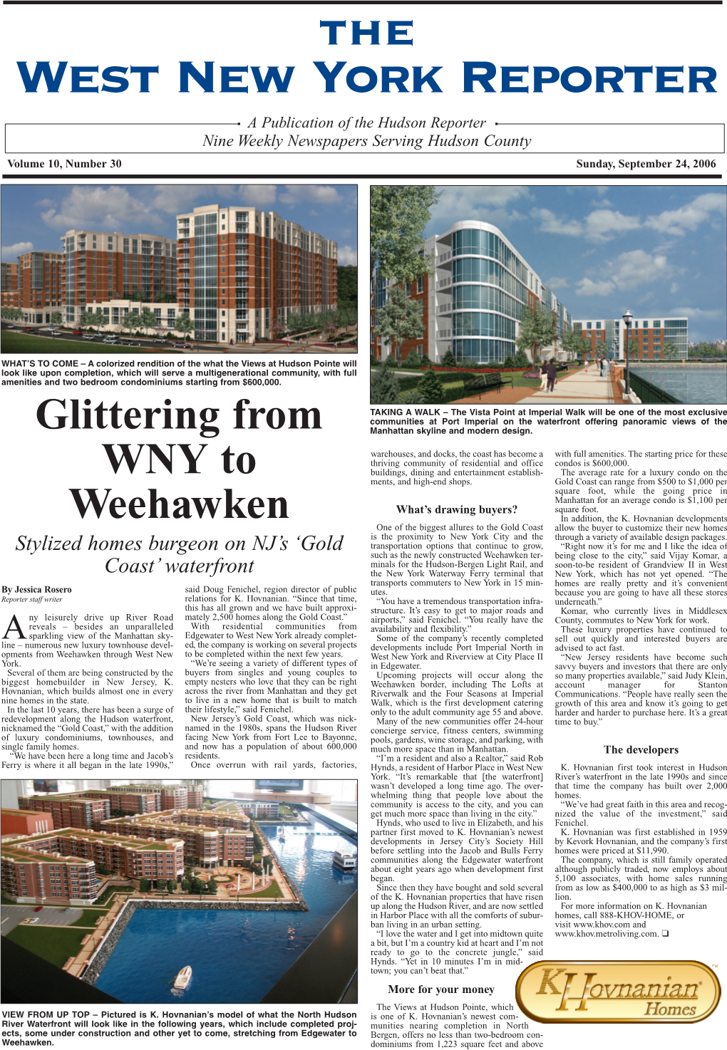 West New York Reporter a Publication of the Hudson Reporter Nine Weekly Newspapers Serving Hudson County Volume 10, Number 30 Sunday, September 24, 2006