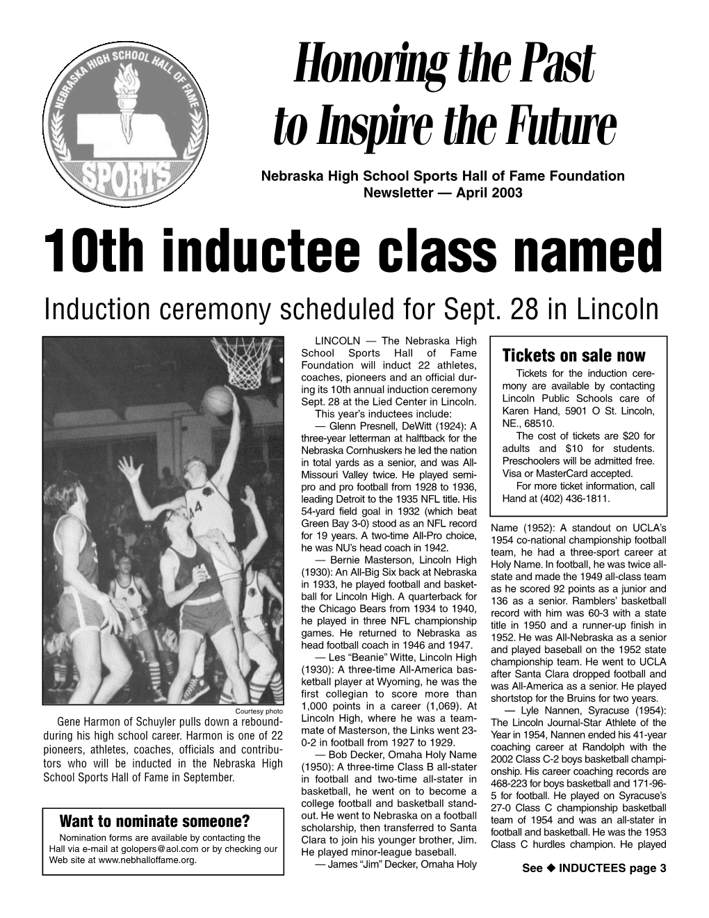 10Th Inductee Class Named Induction Ceremony Scheduled for Sept