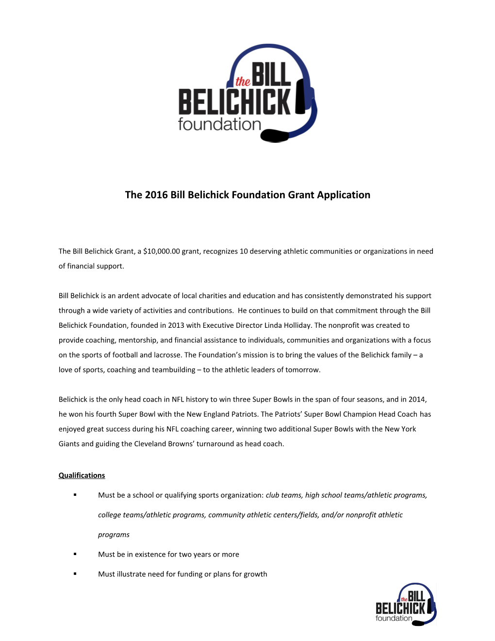 Bill Belichick Scholarship