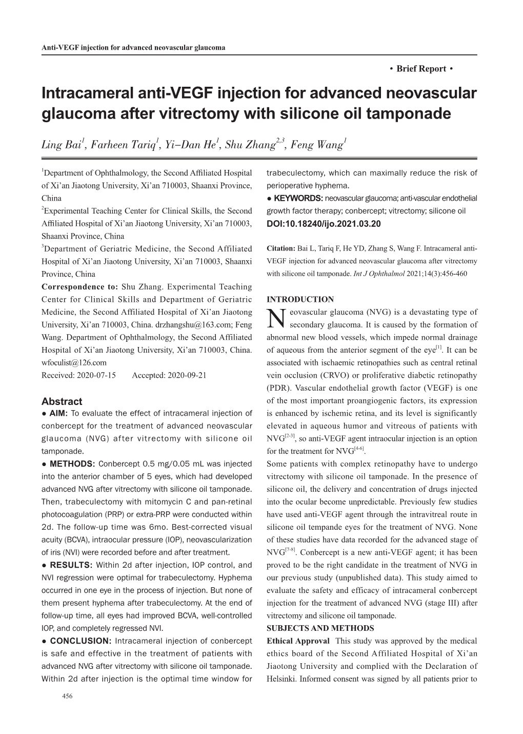 Intracameral Anti-VEGF Injection for Advanced Neovascular Glaucoma After Vitrectomy with Silicone Oil Tamponade