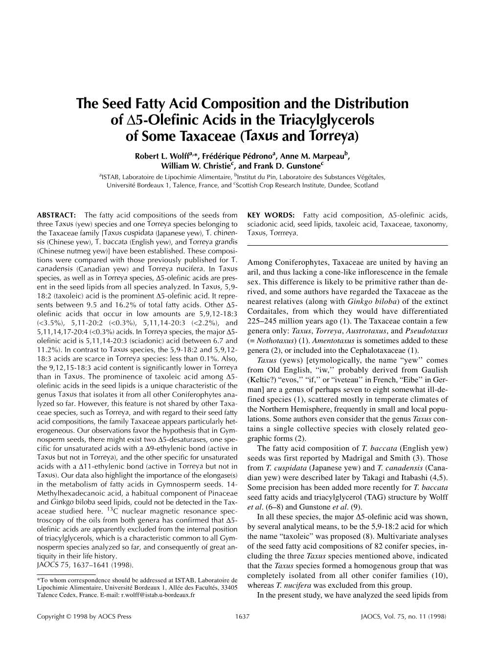 The Seed Fatty Acid Composition and the Distribution of ∆5-Olefinic Acids