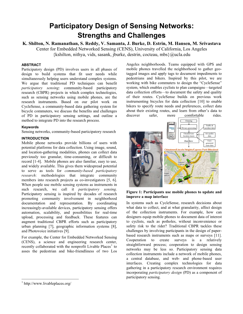 Participatory Design of Sensing Networks: Strengths and Challenges K