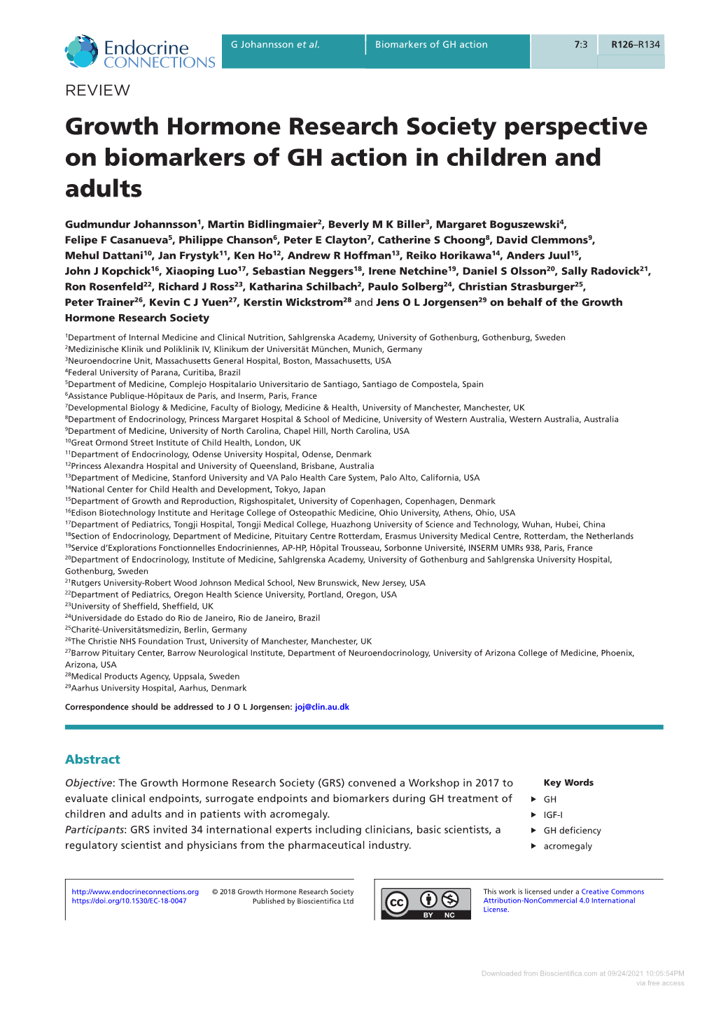Growth Hormone Research Society Perspective on Biomarkers of GH Action in Children and Adults