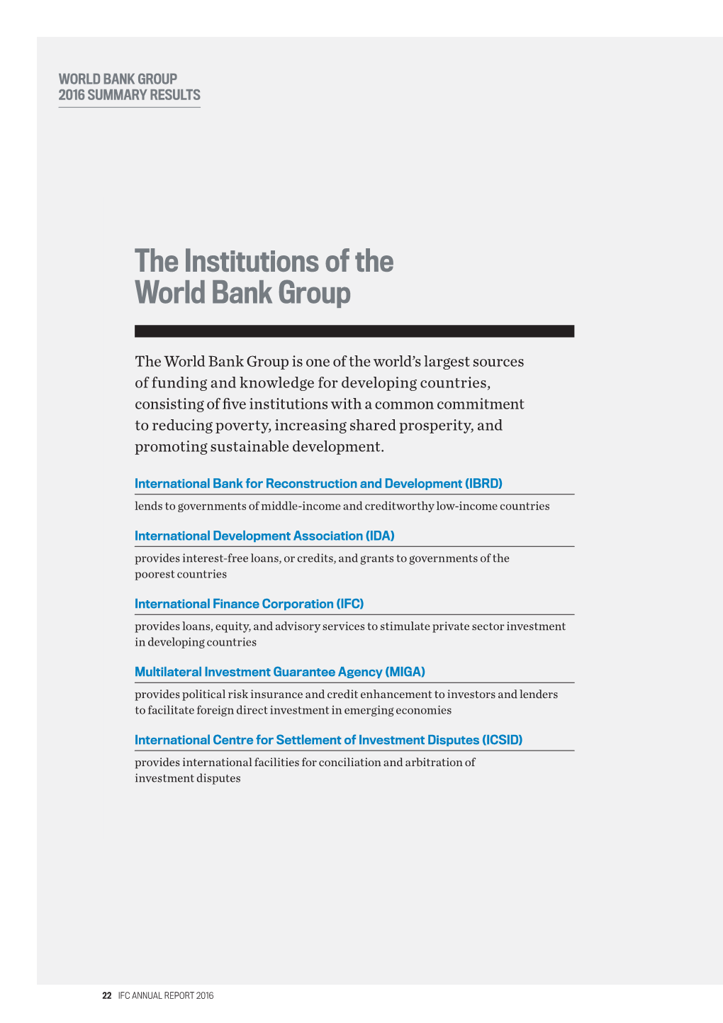 The Institutions of the World Bank Group